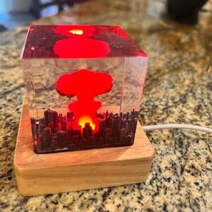 Red and Gray Resin Decor Cube Accent